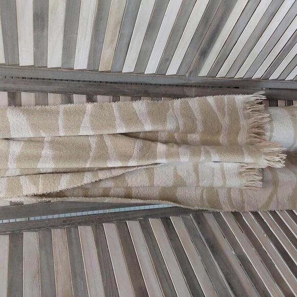 Stylish Beige Woven Scarf with Fringed Edges | A New Day - Picture 1 of 3